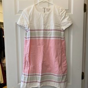 Gap Cotton Pink and White Shift Short Sleeve Dress